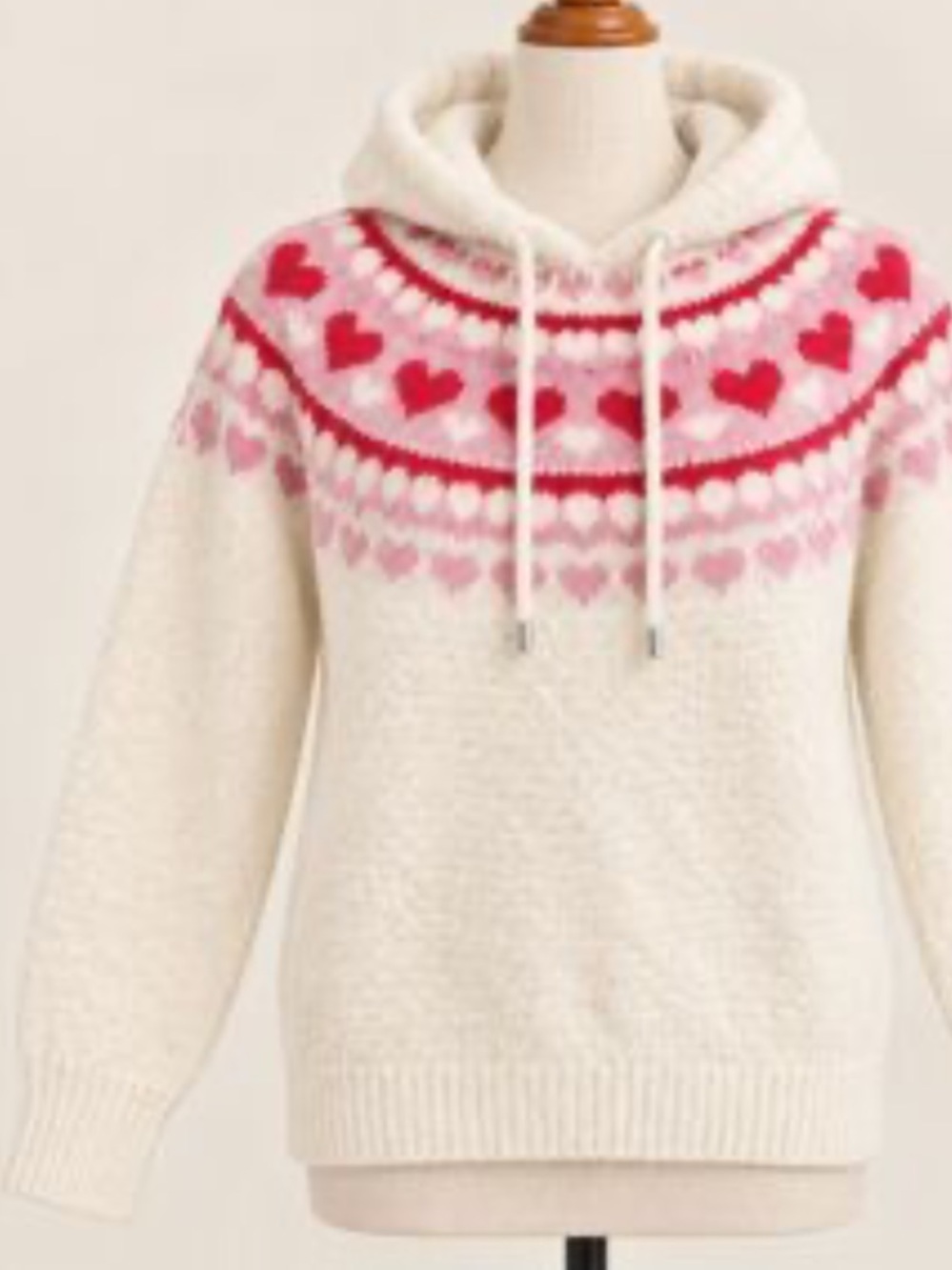 CUPCAKES AND CASHMERE Fair Isle Hooded Sweater - Intarsia Hearts - MSRP $118 XL